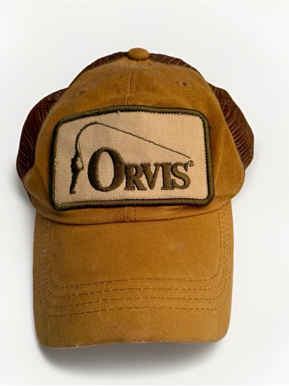 Vtg ORVIS Fly Fishing Logo Mesh Snapback Cap Hat Trucker baseball cap